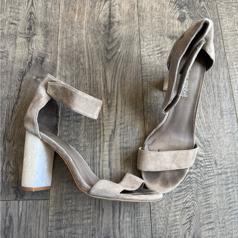 Jeffrey Campbell Lindsay Lucite-Heeled Sandals- Taupe- Size 7 - Picture 5 of 5